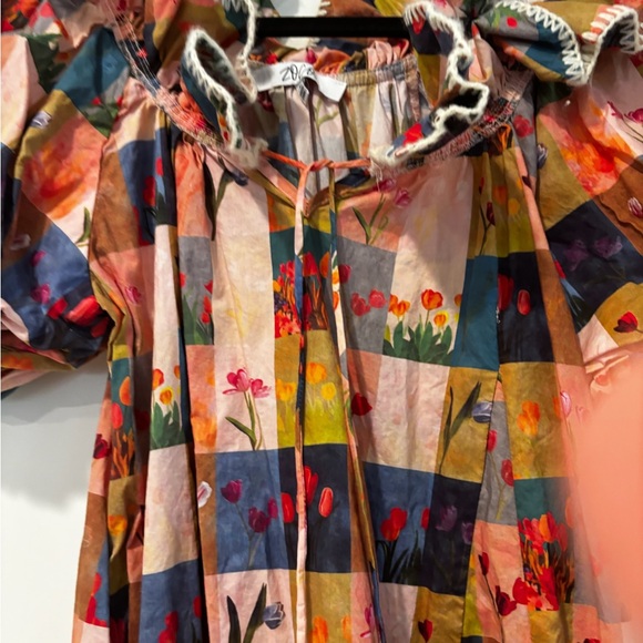 Colorful Patchwork Ruffle Dress - Picture 9 of 11